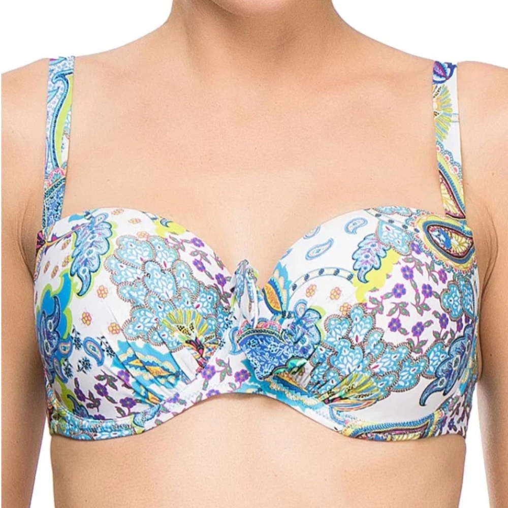 New with Tags Antigel La Bollywood Bleu Kashmir bikini top 34 F